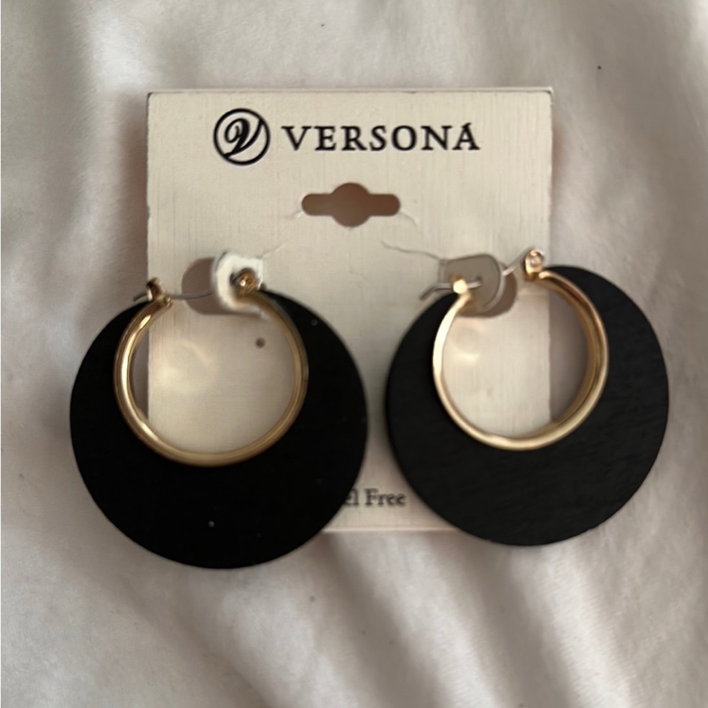 Versona Gold And Black Statement Earrings